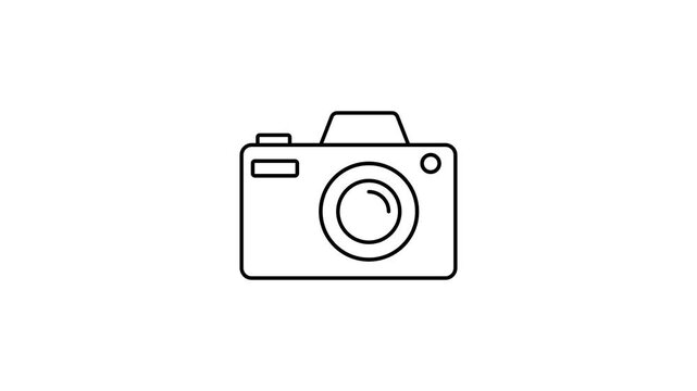 Digital Camera Icon Animation Isolated on White Background &ndash; 4K Stock Video for Photography, Media, Tech Projects