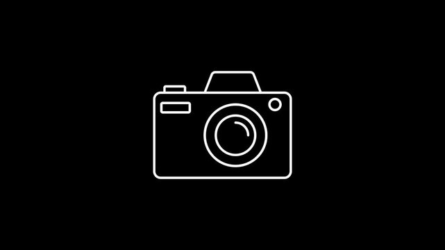 Digital Camera Icon Animation Isolated on White Background &ndash; 4K Stock Video for Photography, Media, Tech Projects