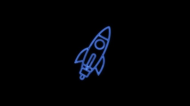 Space Rocket Outline Icon Animation &ndash; 4K Stock Video, Minimal Motion Graphic