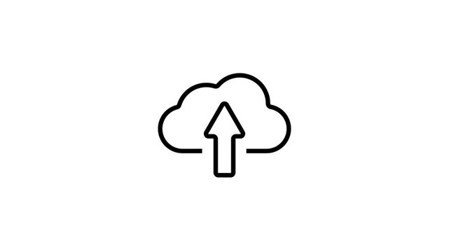 Online cloud upload sign outline symbol icon animation. 4k motion stock video.