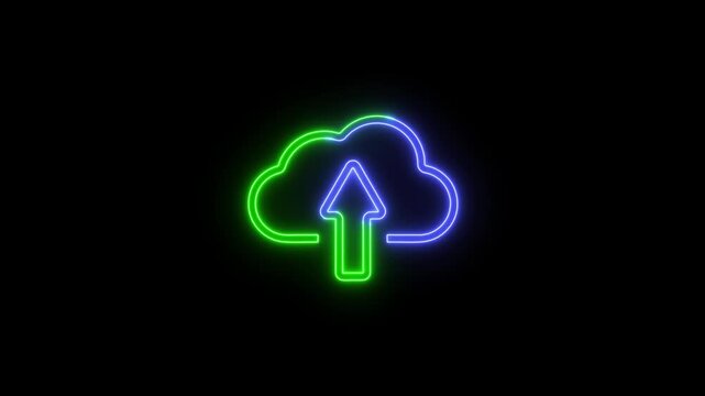 Online cloud upload sign outline symbol icon animation. 4k motion stock video.