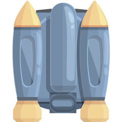 Cartoon Style Rocket Jetpack With Two Booster Rockets And Two Tail Fins In A Light Blue Color Scheme © apriyani