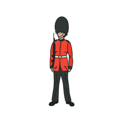 British guard on a white background