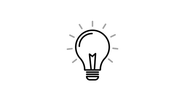 Light bulb vector illustration idea symbol icon animation. 4k motion stock video.