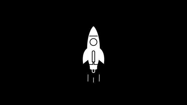 Space rocket vector illustration icon on white background. 4k motion.