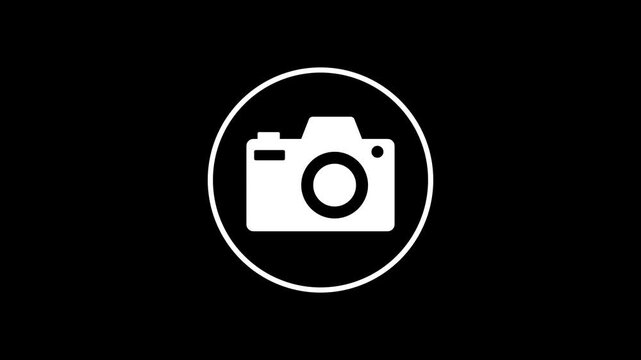 Vector illustration of a digital camera icon animation. 4k stock video.