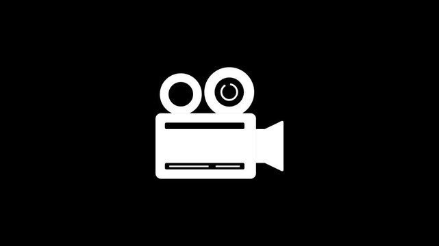 Vector illustration of a video recorder camera icon animation. 4k stock video.