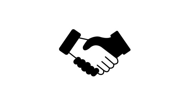 Handshake vector illustration on white background. 4k video.