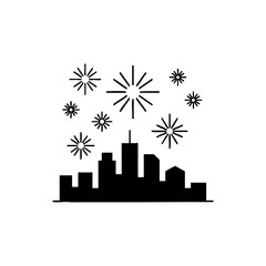 Obraz premium city skyline icon with fireworks