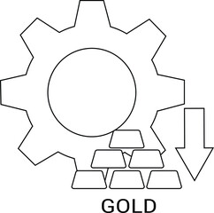 Gear gold bars  downward arrow