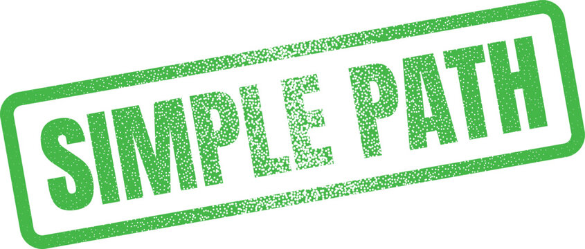 Green Simple Path rubber stamp signifying straightforward direction and clear progression
