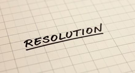 Resolution concept on grid paper background close-up