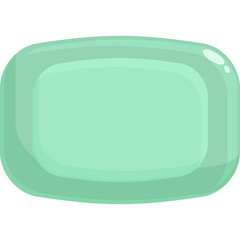 Cartoon Style Single Light Green Soap Bar With Transparent Background And Glossy Shine Effect Simple Graphic Design Element For Hygiene And Cleanliness Concepts