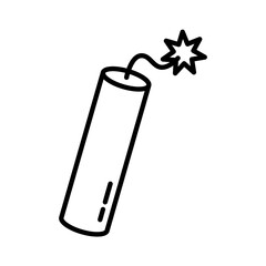 Dynamite Line Icon – Explosive Stick Symbol, Danger and Detonation Outline Icon