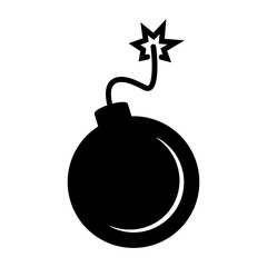 Bomb Icon – Round Explosive Symbol with Burning Fuse, Danger and Explosion Icon