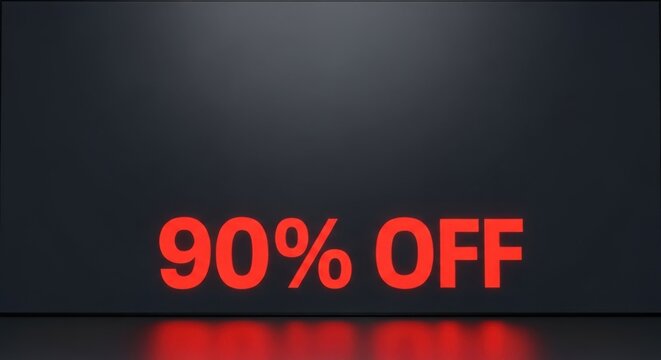 Black friday sale design with 90 percent off in bold red text for marketing and promotions