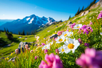 Obraz premium Tranquil Serene Alpine Meadow Scene