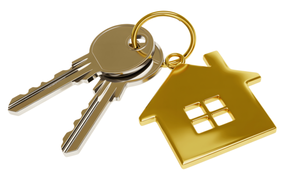 Keys with a house keychain isolated on transparent background - Powered by Adobe