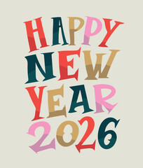 Merry Christmas and Happy New 2026 Year - cute hand drawn doodle lettering postcard. Hello 2026. Holly Jolly, Tis the season.