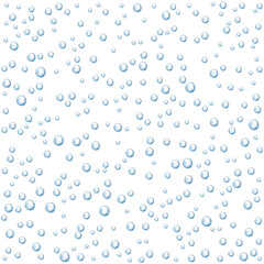 Micellar water, blue air bubble background.