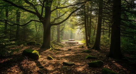 Tranquil forest retreat for international stress awareness day relaxation and mindfulness
