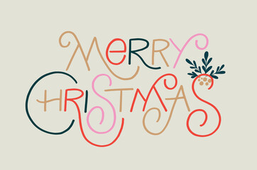 Merry Christmas and Happy New 2026 Year - cute hand drawn doodle lettering postcard. Hello 2026. Holly Jolly, Tis the season.