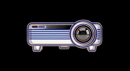 Projector illustration on black background, ideal for presentations and home theater.