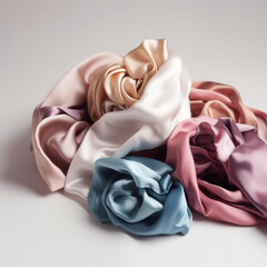 Elegant silk fabric in pastel shades isolated on white background, creating a soft and luxurious texture with a gentle and calming aesthetic appeal
