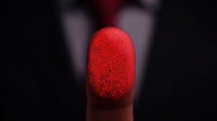 Businessman utilizing biometric fingerprint scan for enhanced access security standards in corporate environment