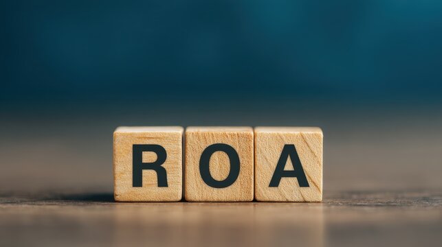 Macro shot of roa wooden text blocks on polished table for standard presentation