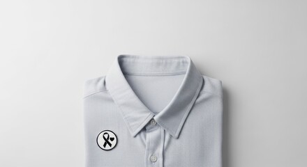 Folded gray shirt with awareness ribbon embroidery for support and awareness campaign design