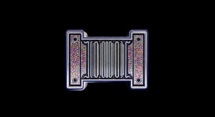 Ornate Metal Grille Emblem on Black Background.