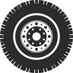 Minimalist black and white vector illustration of a truck tire and rim ideal for commercial use silhouette vector illustration white background