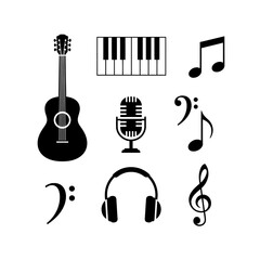 Musical Instruments and Symbols A Collection of Music Elements.