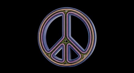 Vibrant Neon Peace Symbol on a Dark Background.