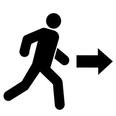 man walks following the direction of the arrow