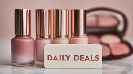 Rose Gold Makeup and Daily Deals Display