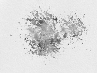 Abstract Black Splatter Watercolor Texture Paint on White Paper