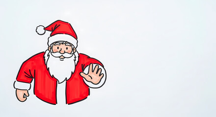 Cheerful Santa Claus waving in a colorful illustration for fun events  