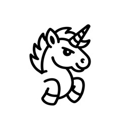 Silhouette head unicorn icon, logo
