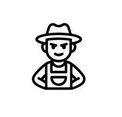 Vector Illustration of a a portrait of a farmer with lines drawing for logo,icon, black and white	