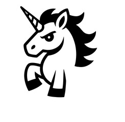Silhouette head unicorn icon, logo
