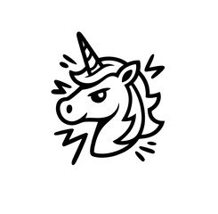 Silhouette head unicorn icon, logo
