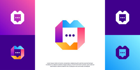 Vector logo for chat, business communication company