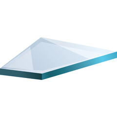 Clear Glass Prism with Cyan Edges and Subtle Reflections Against a White Background Geometric Shape Abstract