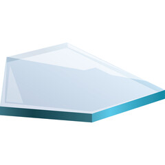 Clear Glass Wedge Geometric Shape With Blue Edges On White Background Abstract Minimalist Design