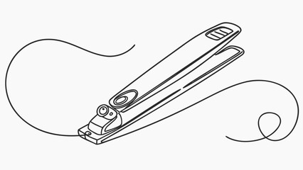 Obraz premium Sleek continuous line drawing of hair straightener with cord, perfect for beauty blogs, salon promotions, modern minimalist design projects & hairstyling guides