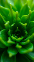 Fototapeta premium Macro photography of a vibrant green succulent plant, a beautiful natural pattern, perfect for a desktop wallpaper