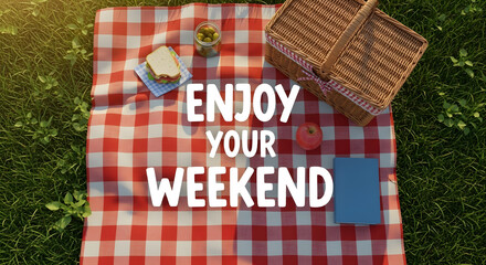 Fototapeta premium Weekend Picnic on Red and White Gingham Blanket