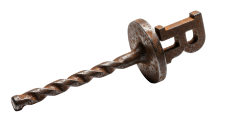 Rusted Metal Branding Iron with Letter R Isolated PNG Cutout Transparent